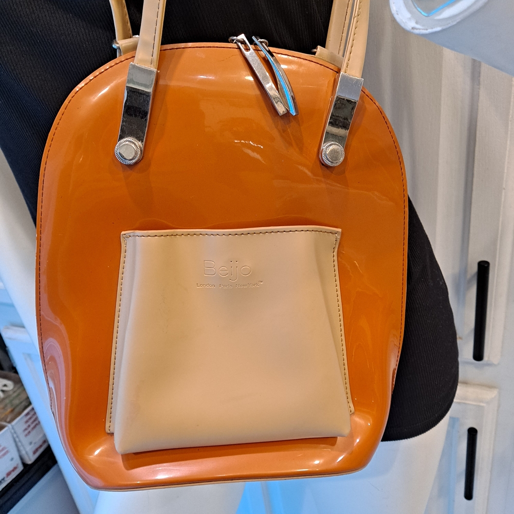 Beijo Stylish Orange and Cream Backpack